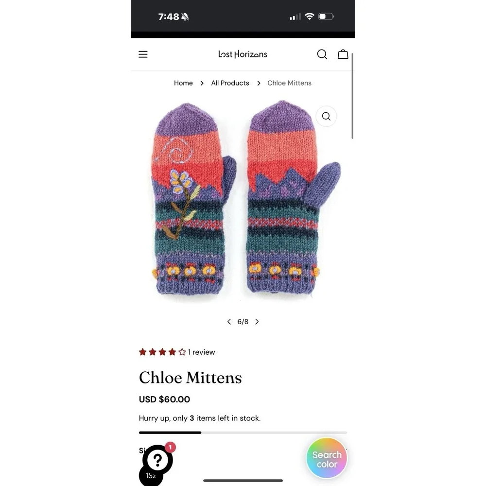 Lost Horizons Merci Mittens Wool Knit Handmade Sundance NWT Cute Gloves